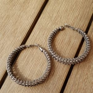 Rhinestone large hoop earrings